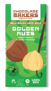 Golden Nuts Donkere Melk – Geroosterde Hazelnoot & Vanille